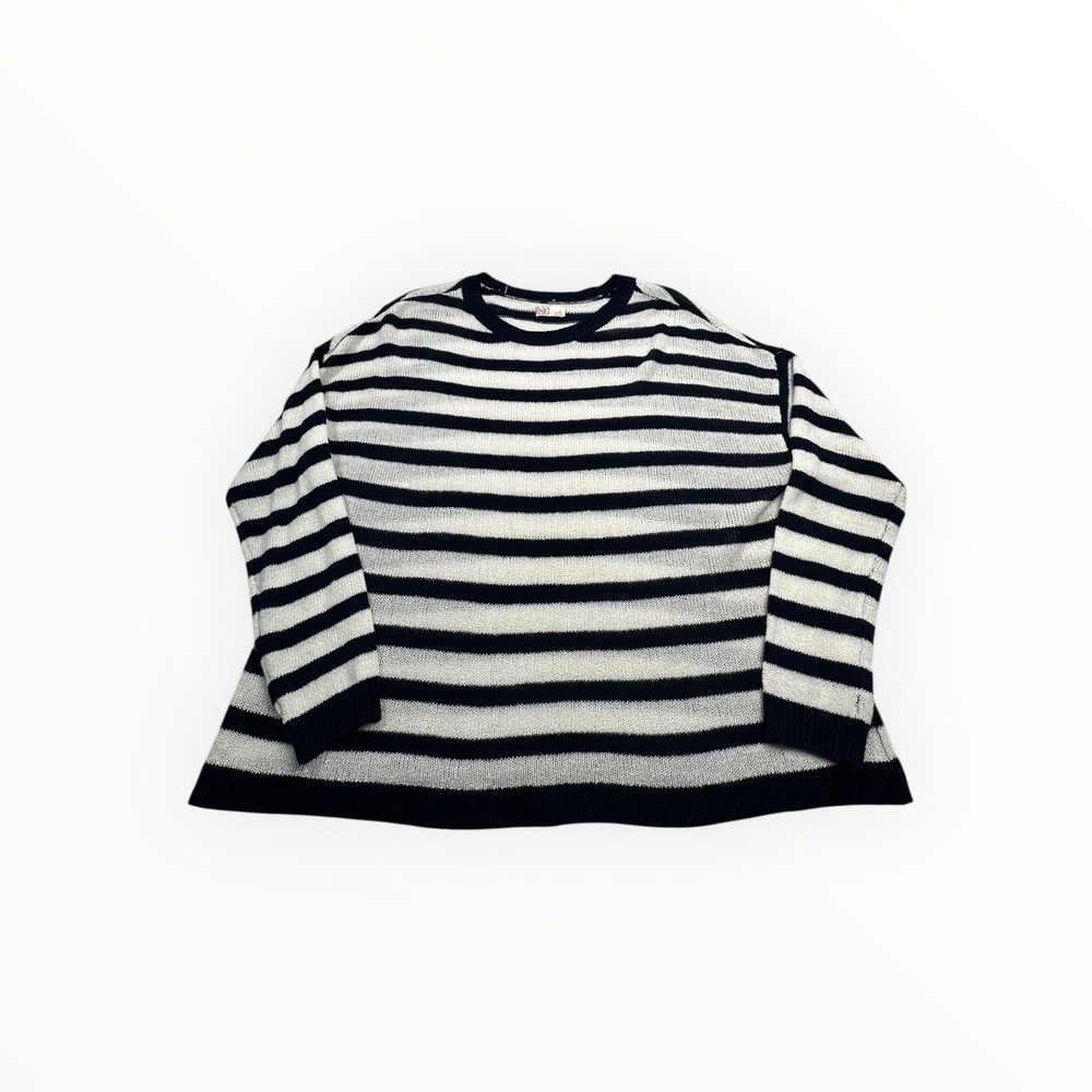 SO Heritage Navy Blue White Striped Crewneck Knit Sweater‎ XL Relaxed Fit